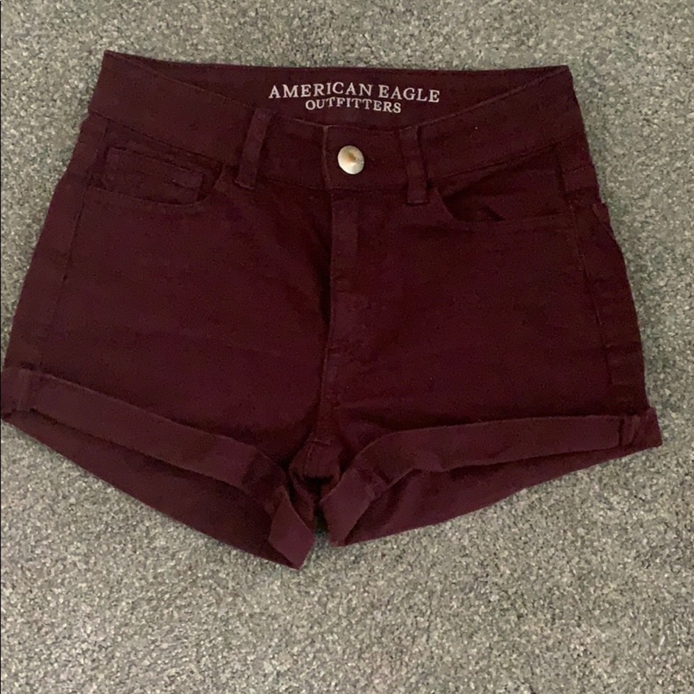 American Eagle Hi Rise Shortie- Dark Maroon/Purple